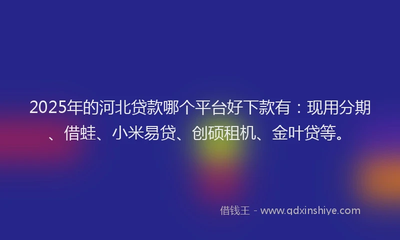 2025年的河北贷款哪个平台好下款有：现用分期、借蛙、小米易贷、创硕租机、金叶贷等。