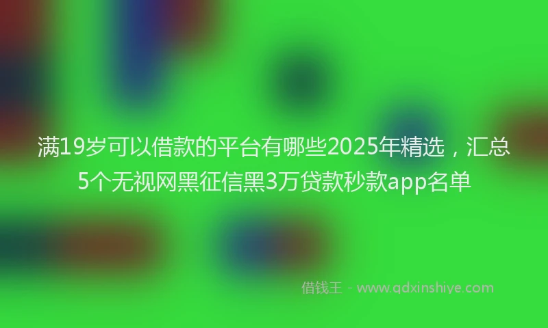 满19岁可以借款的平台有哪些2025年精选，汇总5个无视网黑征信黑3万贷款秒款app名单