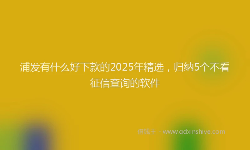 浦发有什么好下款的2025年精选，归纳5个不看征信查询的软件