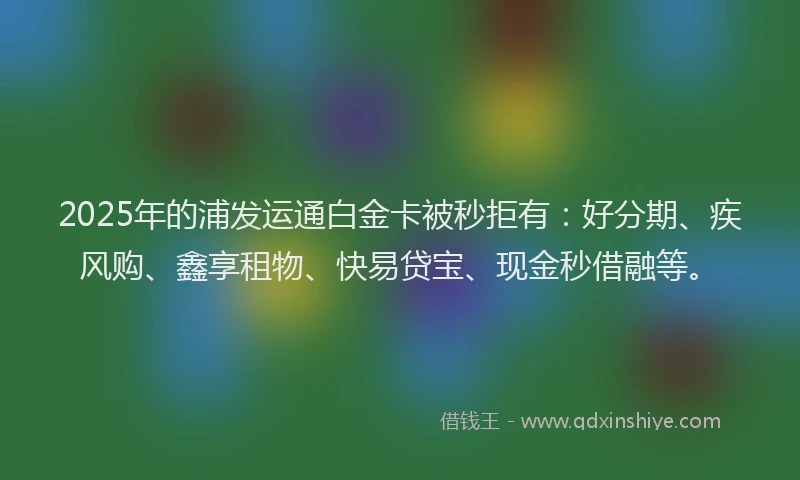 2025年的浦发运通白金卡被秒拒有：好分期、疾风购、鑫享租物、快易贷宝、现金秒借融等。
