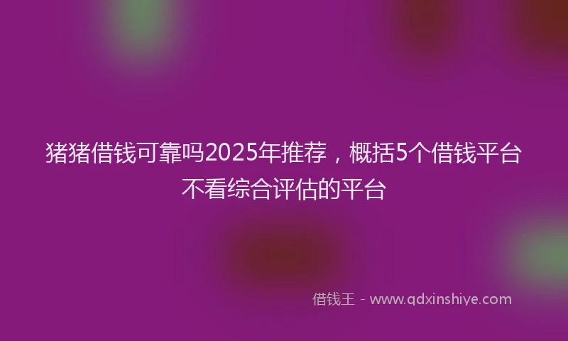 猪猪借钱可靠吗2025年推荐，概括5个借钱平台不看综合评估的平台