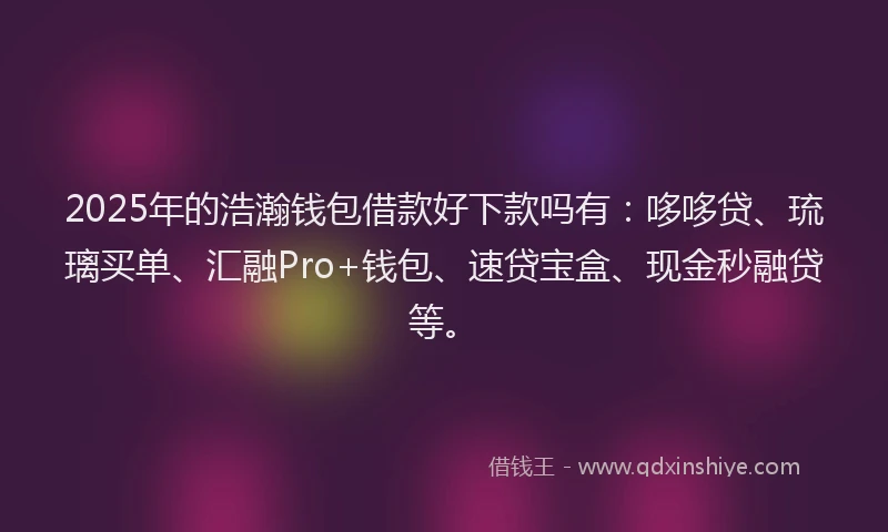 2025年的浩瀚钱包借款好下款吗有：哆哆贷、琉璃买单、汇融Pro+钱包、速贷宝盒、现金秒融贷等。