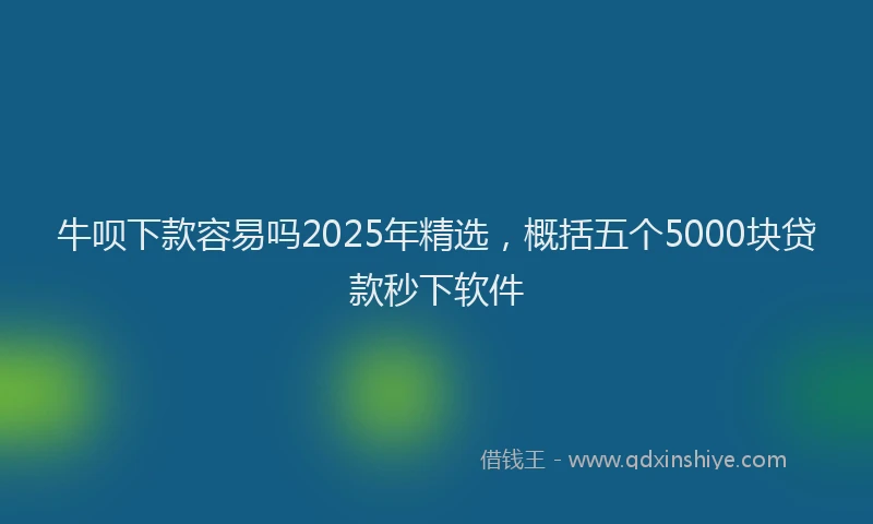 牛呗下款容易吗2025年精选，概括五个5000块贷款秒下软件