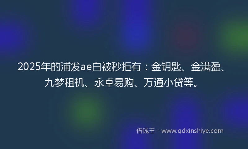2025年的浦发ae白被秒拒有：金钥匙、金满盈、九梦租机、永卓易购、万通小贷等。