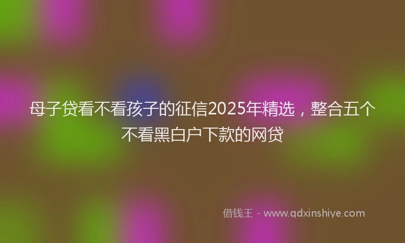 母子贷看不看孩子的征信2025年精选，整合五个不看黑白户下款的网贷