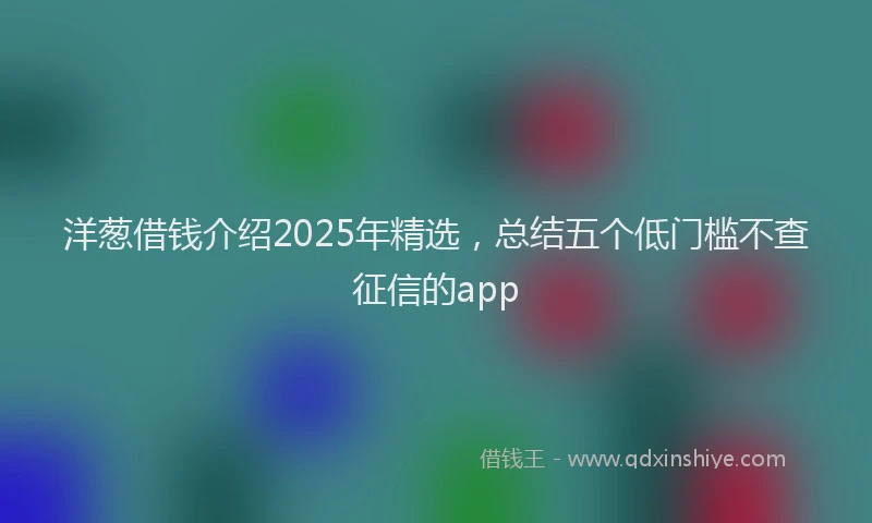 洋葱借钱介绍2025年精选，总结五个低门槛不查征信的app