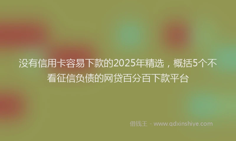 没有信用卡容易下款的2025年精选，概括5个不看征信负债的网贷百分百下款平台