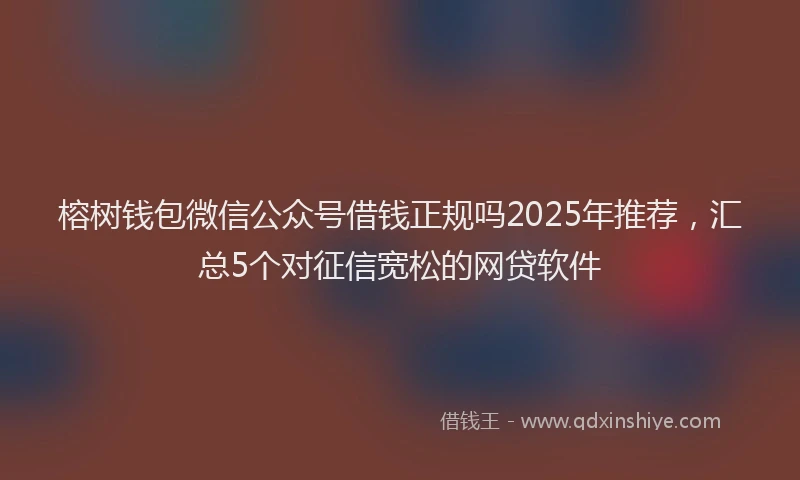 榕树钱包微信公众号借钱正规吗2025年推荐，汇总5个对征信宽松的网贷软件