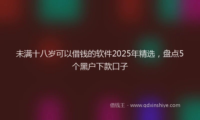 未满十八岁可以借钱的软件2025年精选，盘点5个黑户下款口子