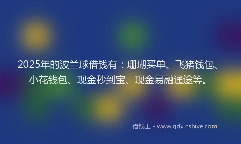2025年的波兰球借钱有：珊瑚买单、飞猪钱包、小花钱包、现金秒到宝、现金易融通途等。