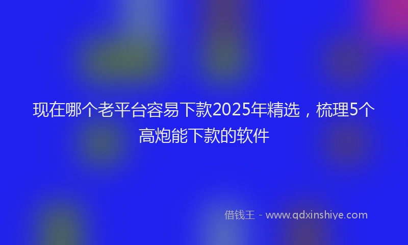 现在哪个老平台容易下款2025年精选，梳理5个高炮能下款的软件