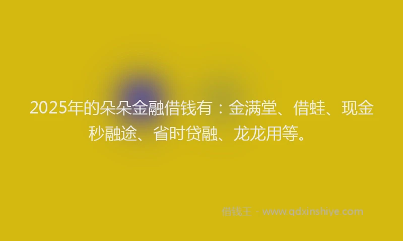 2025年的朵朵金融借钱有：金满堂、借蛙、现金秒融途、省时贷融、龙龙用等。