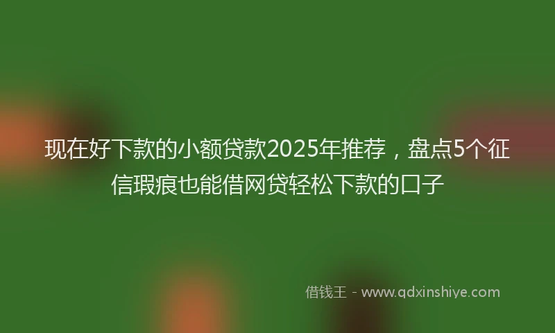 现在好下款的小额贷款2025年推荐，盘点5个征信瑕疵也能借网贷轻松下款的口子
