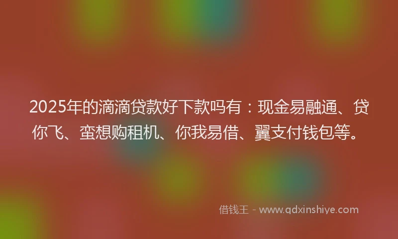 2025年的滴滴贷款好下款吗有：现金易融通、贷你飞、蛮想购租机、你我易借、翼支付钱包等。