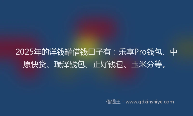 2025年的洋钱罐借钱口子有：乐享Pro钱包、中原快贷、瑞泽钱包、正好钱包、玉米分等。