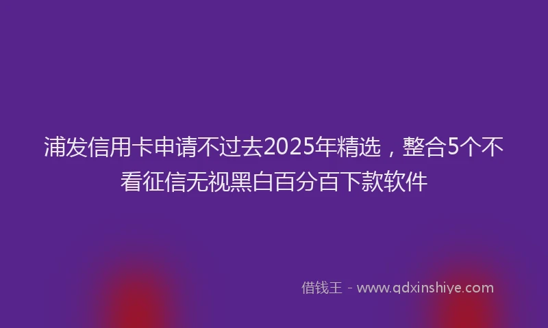 浦发信用卡申请不过去2025年精选，整合5个不看征信无视黑白百分百下款软件