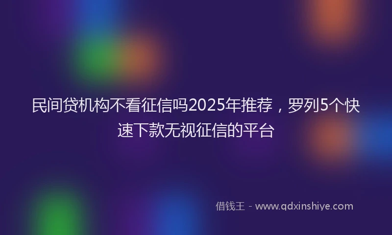 民间贷机构不看征信吗2025年推荐，罗列5个快速下款无视征信的平台
