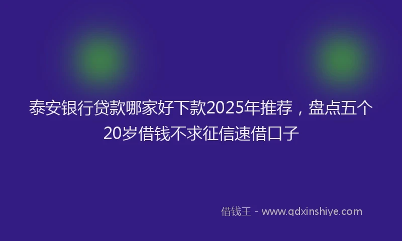 泰安银行贷款哪家好下款2025年推荐，盘点五个20岁借钱不求征信速借口子