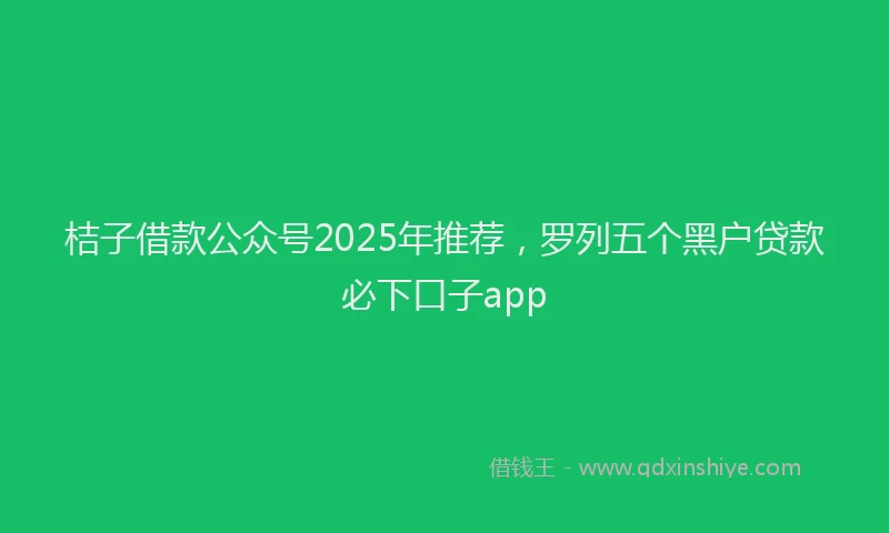 桔子借款公众号2025年推荐，罗列五个黑户贷款必下口子app
