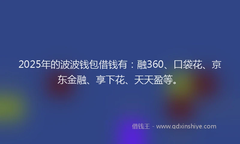 2025年的波波钱包借钱有：融360、口袋花、京东金融、享下花、天天盈等。