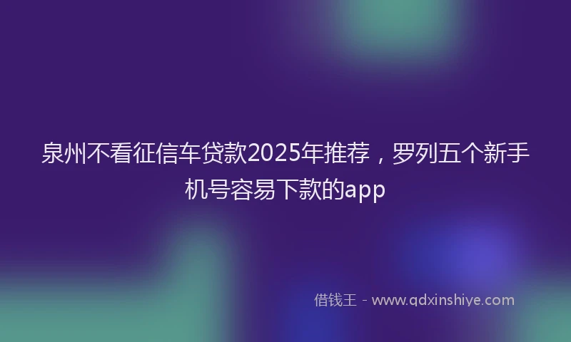 泉州不看征信车贷款2025年推荐，罗列五个新手机号容易下款的app
