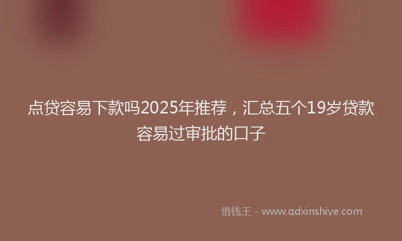 点贷容易下款吗2025年推荐，汇总五个19岁贷款容易过审批的口子