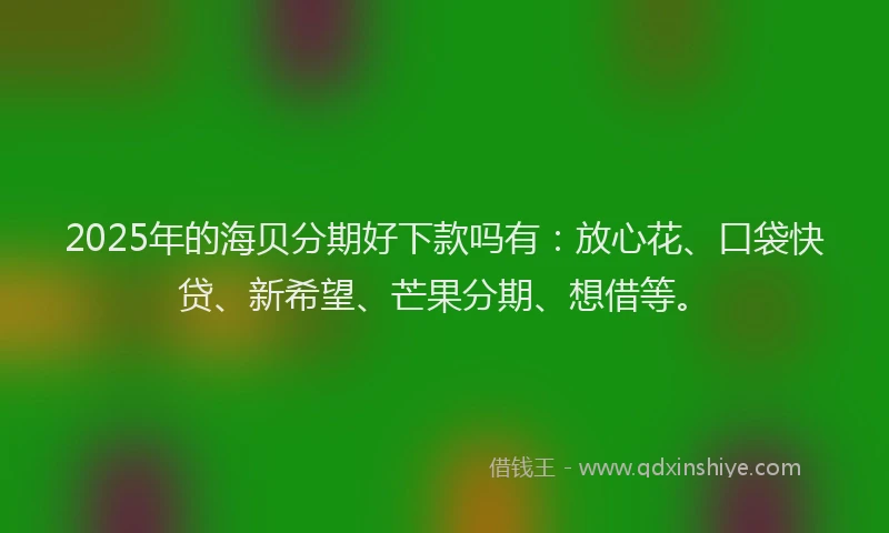 2025年的海贝分期好下款吗有：放心花、口袋快贷、新希望、芒果分期、想借等。