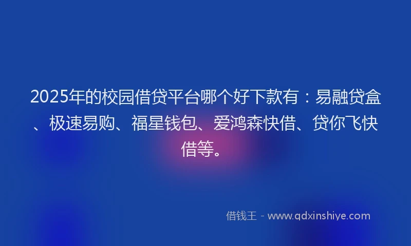 2025年的校园借贷平台哪个好下款有：易融贷盒、极速易购、福星钱包、爱鸿森快借、贷你飞快借等。