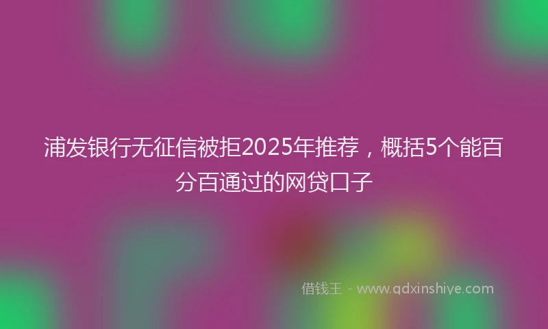 浦发银行无征信被拒2025年推荐，概括5个能百分百通过的网贷口子