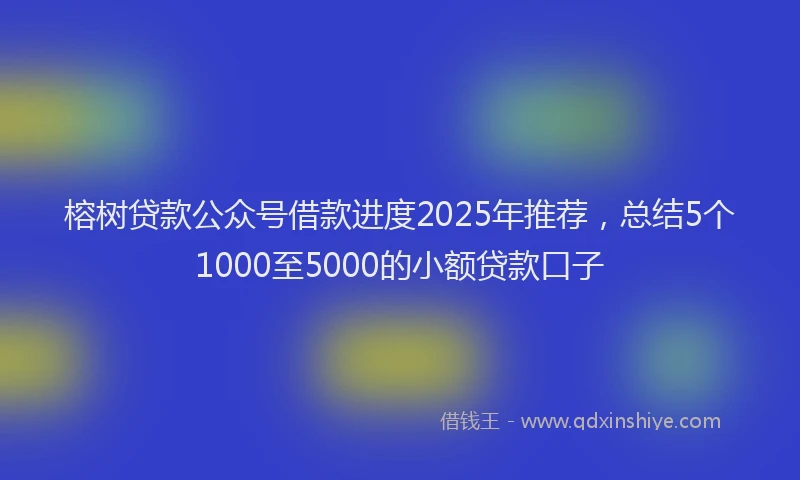 榕树贷款公众号借款进度2025年推荐，总结5个1000至5000的小额贷款口子