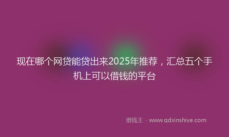 现在哪个网贷能贷出来2025年推荐，汇总五个手机上可以借钱的平台