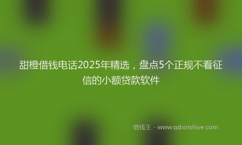 甜橙借钱电话2025年精选，盘点5个正规不看征信的小额贷款软件