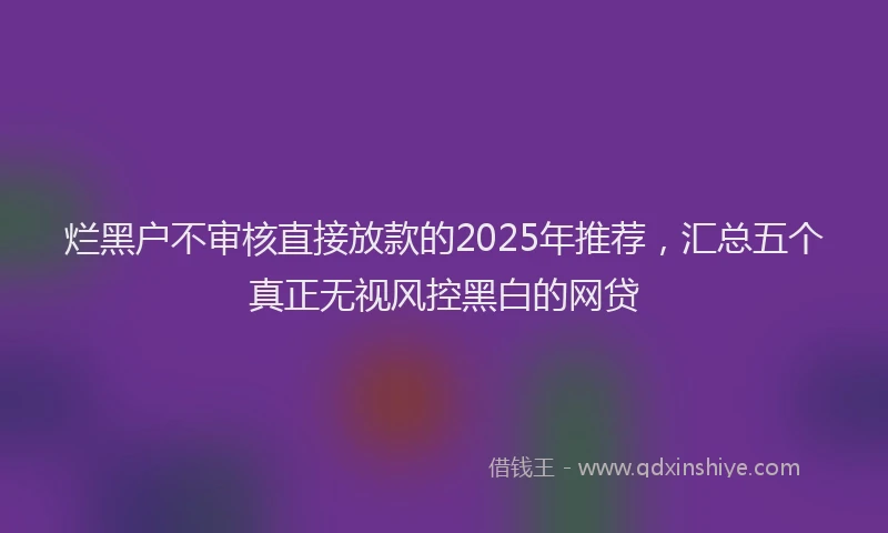 烂黑户不审核直接放款的2025年推荐，汇总五个真正无视风控黑白的网贷