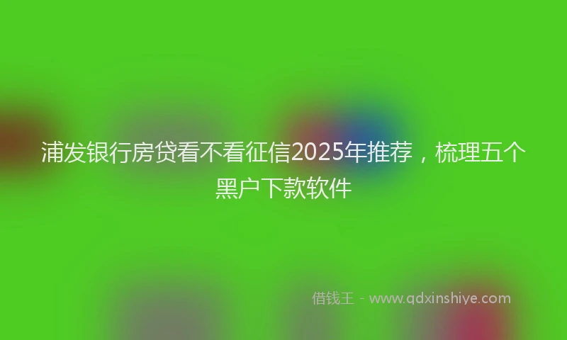 浦发银行房贷看不看征信2025年推荐，梳理五个黑户下款软件