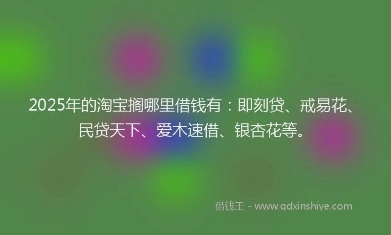 2025年的淘宝搁哪里借钱有：即刻贷、戒易花、民贷天下、爱木速借、银杏花等。