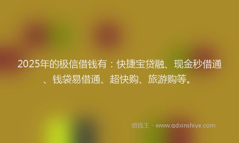 2025年的极信借钱有：快捷宝贷融、现金秒借通、钱袋易借通、超快购、旅游购等。