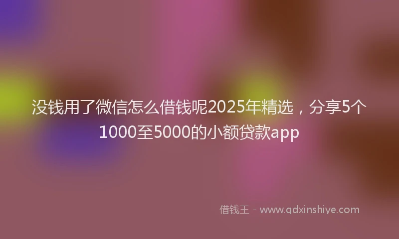 没钱用了微信怎么借钱呢2025年精选，分享5个1000至5000的小额贷款app