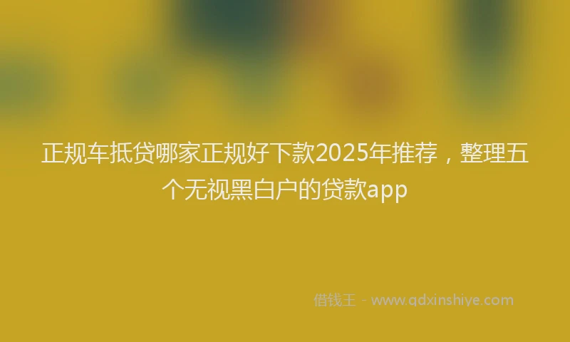 正规车抵贷哪家正规好下款2025年推荐，整理五个无视黑白户的贷款app