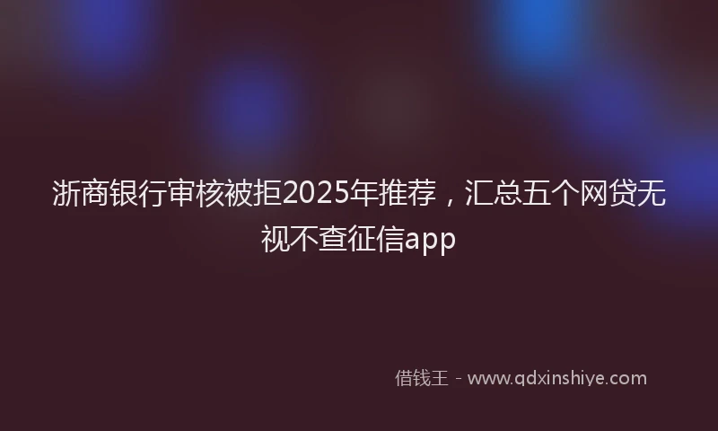 浙商银行审核被拒2025年推荐，汇总五个网贷无视不查征信app