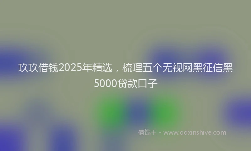 玖玖借钱2025年精选，梳理五个无视网黑征信黑5000贷款口子