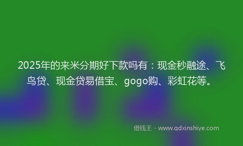 2025年的来米分期好下款吗有：现金秒融途、飞鸟贷、现金贷易借宝、gogo购、彩虹花等。