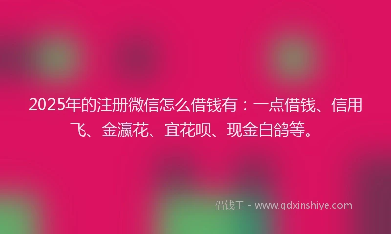 2025年的注册微信怎么借钱有：一点借钱、信用飞、金瀛花、宜花呗、现金白鸽等。