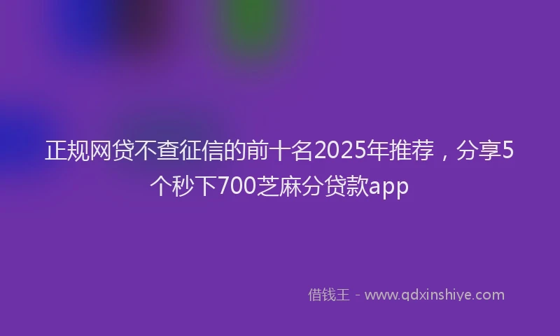正规网贷不查征信的前十名2025年推荐，分享5个秒下700芝麻分贷款app