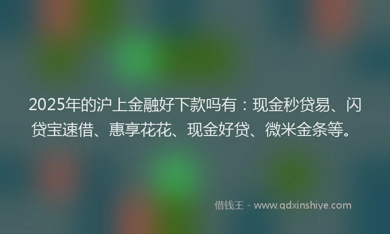 2025年的沪上金融好下款吗有：现金秒贷易、闪贷宝速借、惠享花花、现金好贷、微米金条等。
