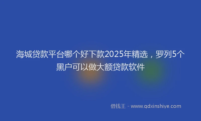 海城贷款平台哪个好下款2025年精选，罗列5个黑户可以做大额贷款软件