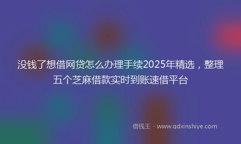 没钱了想借网贷怎么办理手续2025年精选，整理五个芝麻借款实时到账速借平台