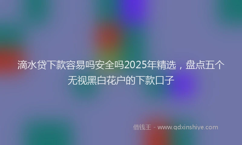 滴水贷下款容易吗安全吗2025年精选，盘点五个无视黑白花户的下款口子