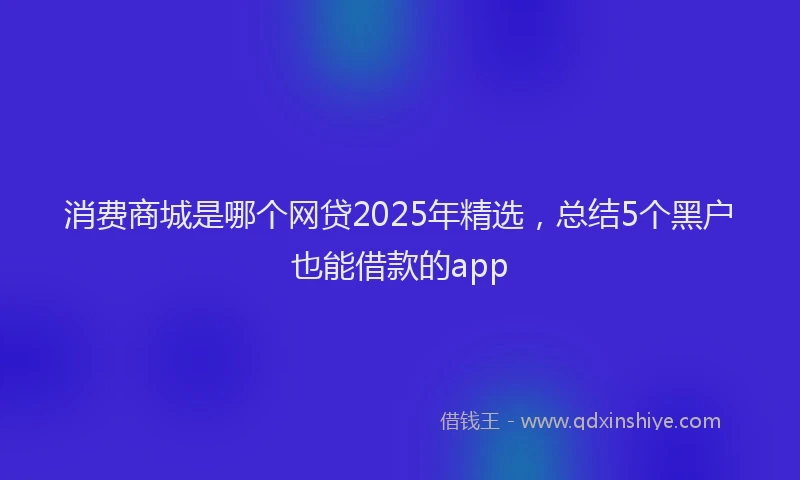 消费商城是哪个网贷2025年精选，总结5个黑户也能借款的app