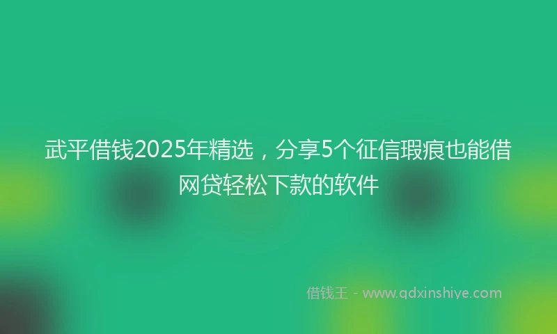 武平借钱2025年精选，分享5个征信瑕疵也能借网贷轻松下款的软件