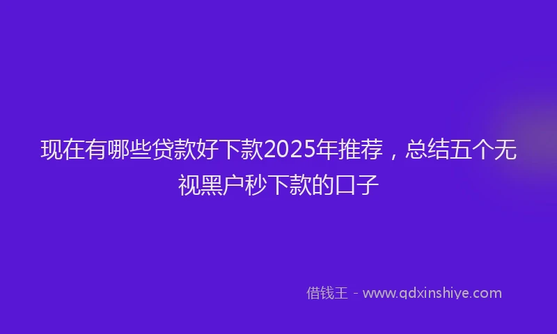 现在有哪些贷款好下款2025年推荐，总结五个无视黑户秒下款的口子